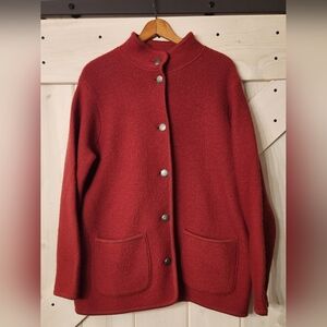 Vintage L.L. Bean Button Down Jacket. Size Women's M. Red. 100% Wool